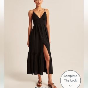 NWT Abercrombie & Fitch button through black maxi dress